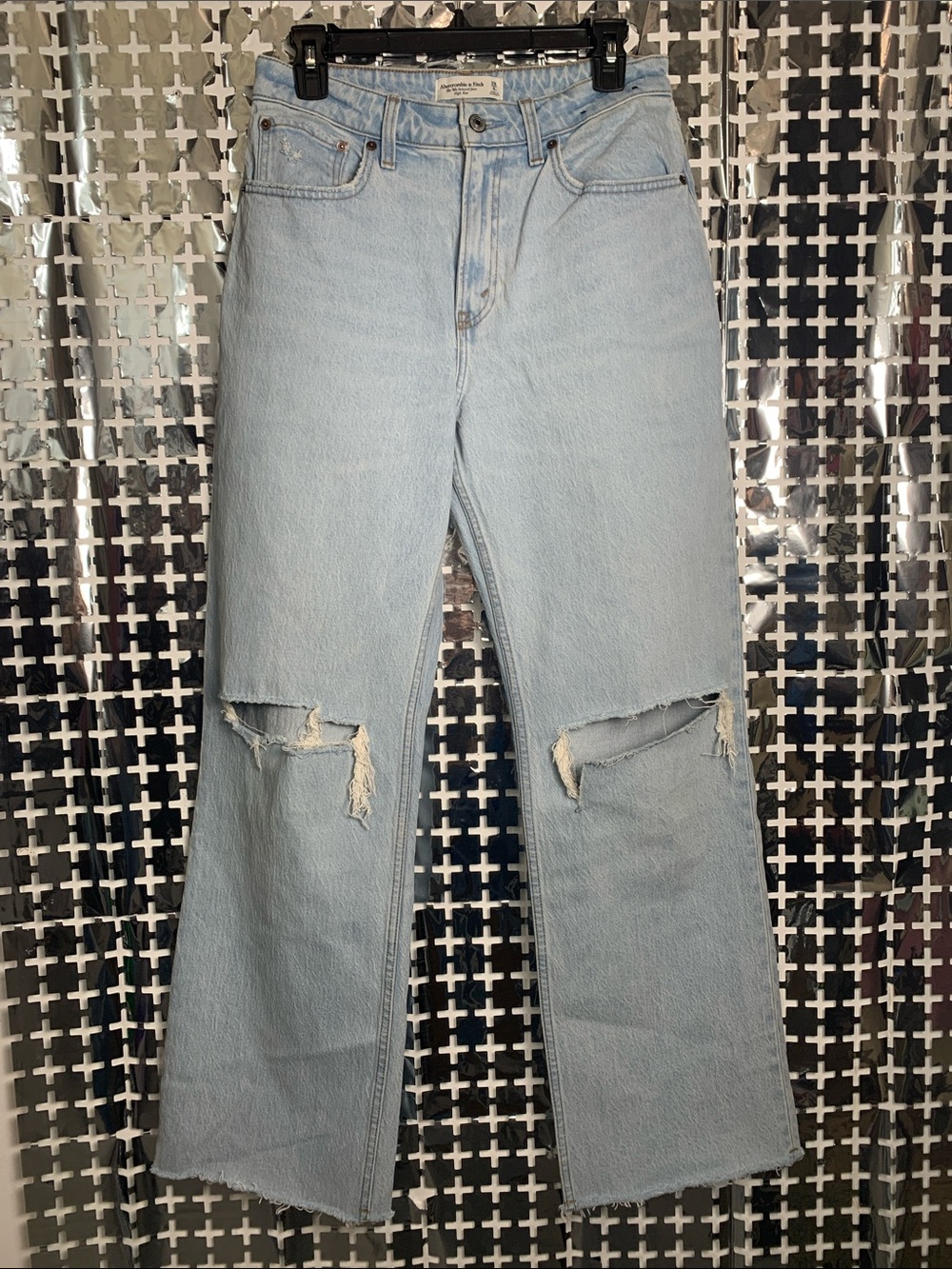 Abercrombie & Fitch Light Wash Wide-Leg Ripped Jeans